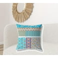 thumbnail image 3 of 26â€ Turquoise White Patch Indoor Outdoor Throw Pillow, 3 of 5