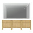 thumbnail image 4 of 3 In 1 Wood Accent Cabinet with Drawers, 94.5" Modern Credenza Storage Cabinet with Curved Profile Design for Living Room, Kitchen, Dining Room, Hallway, 4 of 10