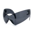 thumbnail image 4 of XL Oversized Rimless Shield Futuristic Wrap 80s Funky Robotic Sunglasses Black, 4 of 8