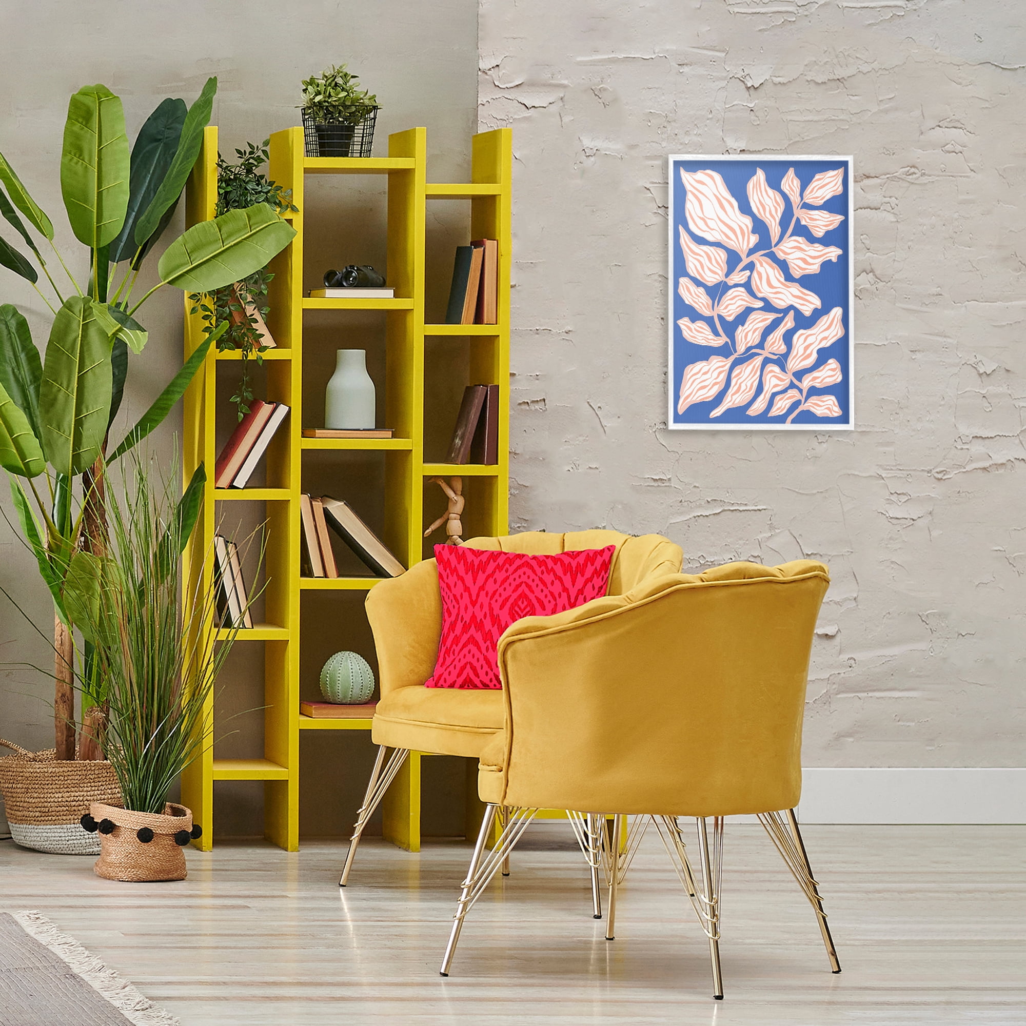 Stupell Industries Curving Leaves Impression Botanical & Floral Painting White Framed Art Print Wall Art, 16 x 24