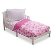 Delta Children Reversible Girls Toddler 4 Piece Bedding Set (Fitted Sheet, Flat Top Sheet w/ Elastic bottom, Fitted Comforter w/ Elastic bottom, Standard Pillowcase) Girls Floral and Pink | Polka Dot