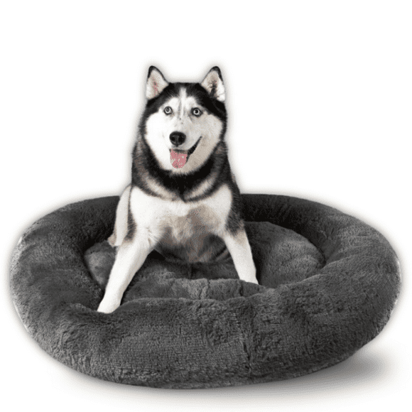 Camita Bienestar Cama Redonda Antiestrés para Perros Doble Vista Memory Foam Jumbo 110cm Gris