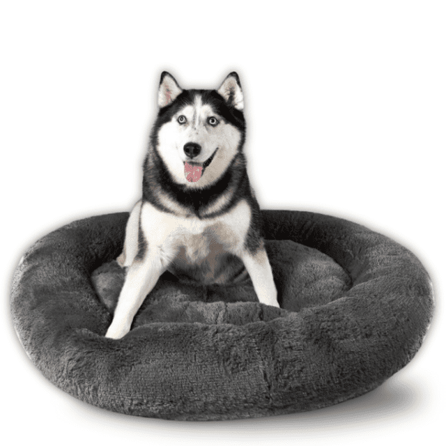 Camita Bienestar Cama Redonda Antiestrés para Perros Doble Vista Memory Foam Jumbo 110cm Gris
