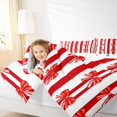 thumbnail image 4 of Manfei Ensemble de Couette Grand à Ruban et Nœud de Rêve pour Filles, Ensembles de Literie à Rayures Rouges et Blanches, Ensemble de Couette Style Princesse, Décor de Chambre en Microfibre Réversible 3 Pcs, 4 of 6