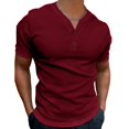 thumbnail image 6 of Hearthz Mens Henley Shirts 3 Button Mens Short Sleeves Shirts Basic Breathable Moisture Wicking Men's Athletic Shirts & Tees Wine S, 6 of 7