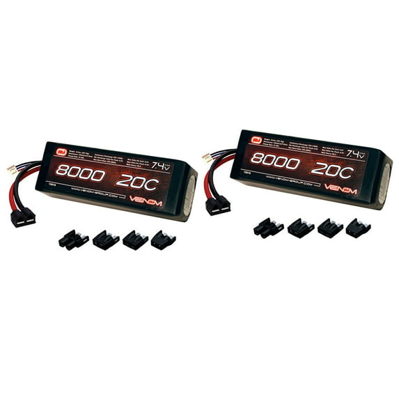 Venom 20C 2S 8000mAh 7.4V LiPo Battery with Universal Plug (EC3/Deans/Traxxas/Tamiya) x2 Packs