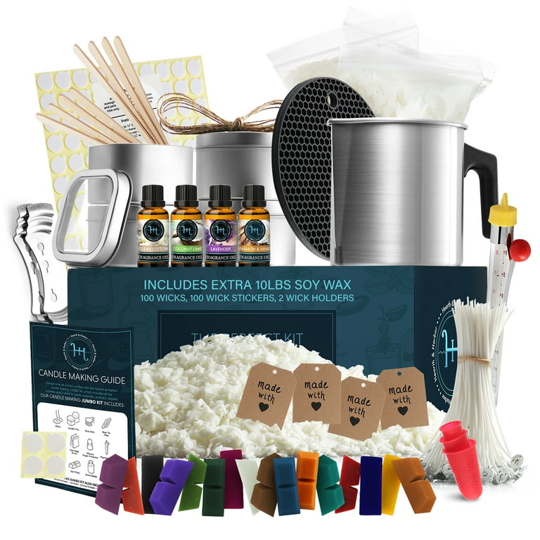 Candle Making Kit,Easy to Make Colored Candle Soy Wax Kit,Including Soy Wax,  Wicks,Melting Pot, Tins and More