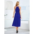 thumbnail image 5 of Women's Pleated Spaghetti Strap Tie Waist Midi Dress 95% Polyester 5% Spandex Lightweight Sheer Finish for any occasion, 5 of 30