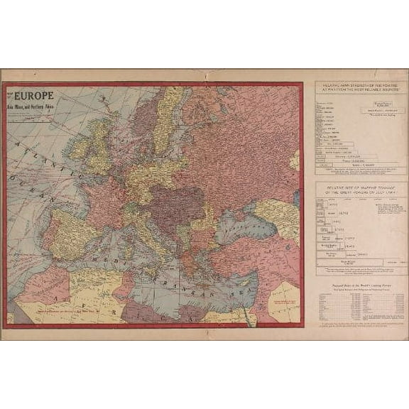 16x24 Poster; Wwi Map Of Europe & Force Size 1917