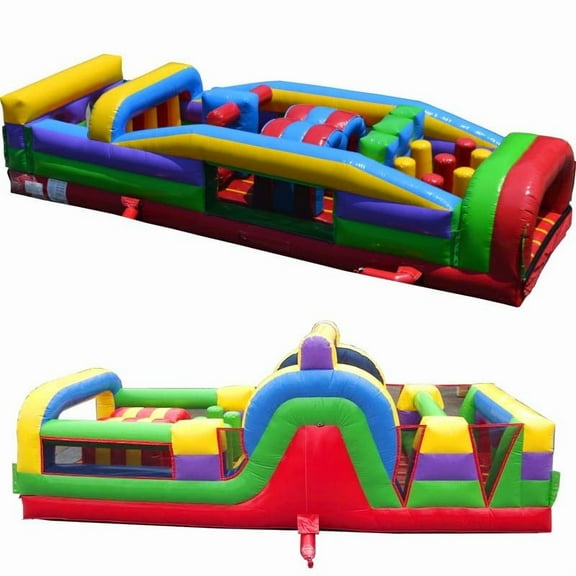 TentandTable 60' Commercial Inflatable Obstacle Course, Retro 2 Piece