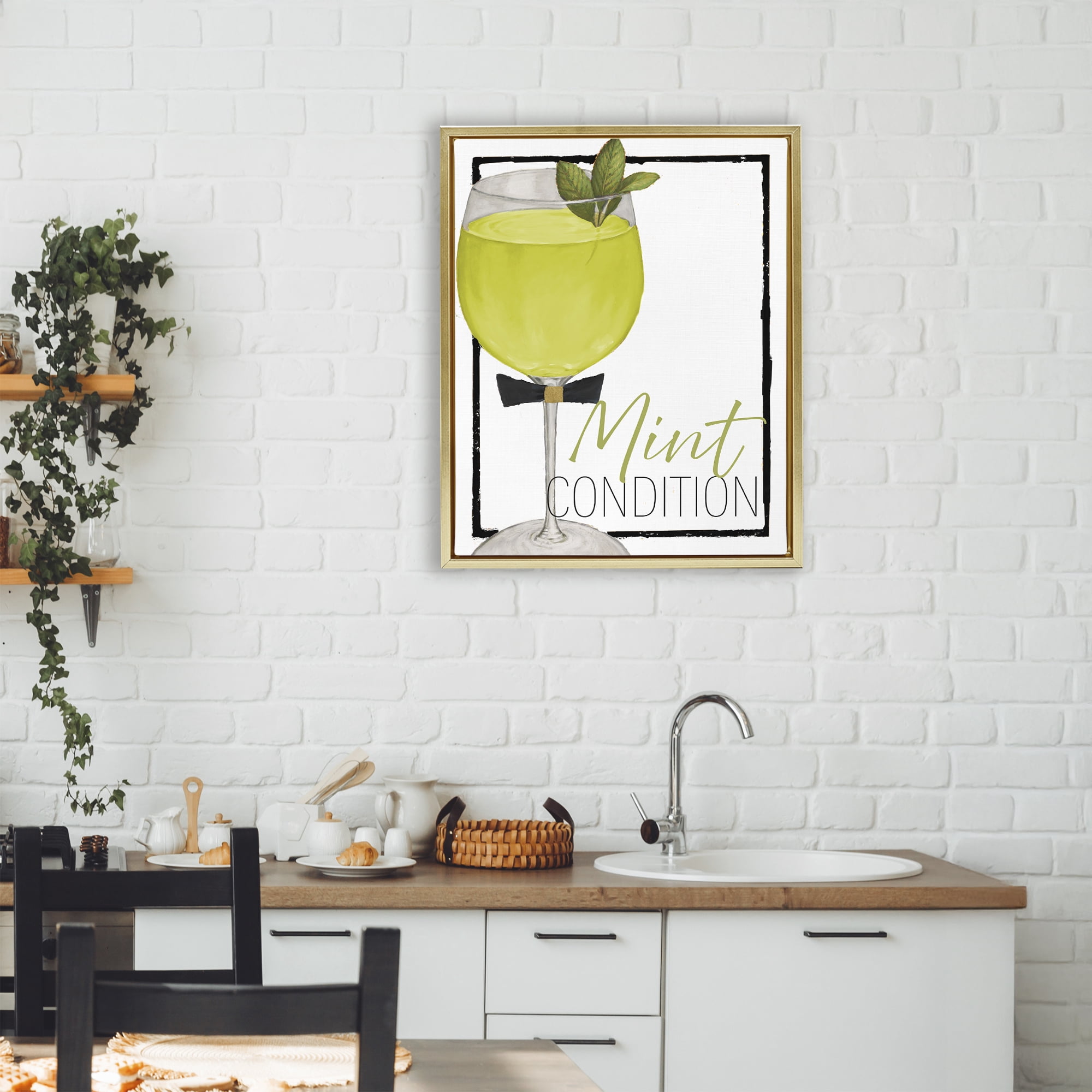 Stupell Industries Mint Condition Cocktail Gold Framed Floater Canvas Wall Art, design by Lorenzo Collective
