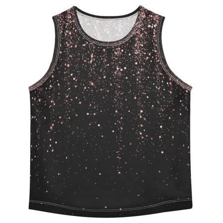 Boys Athletic Quick Dry Tank Tops Boys Sleeveless T-Shirts Kids Running Vest Rose Gold Glitter small