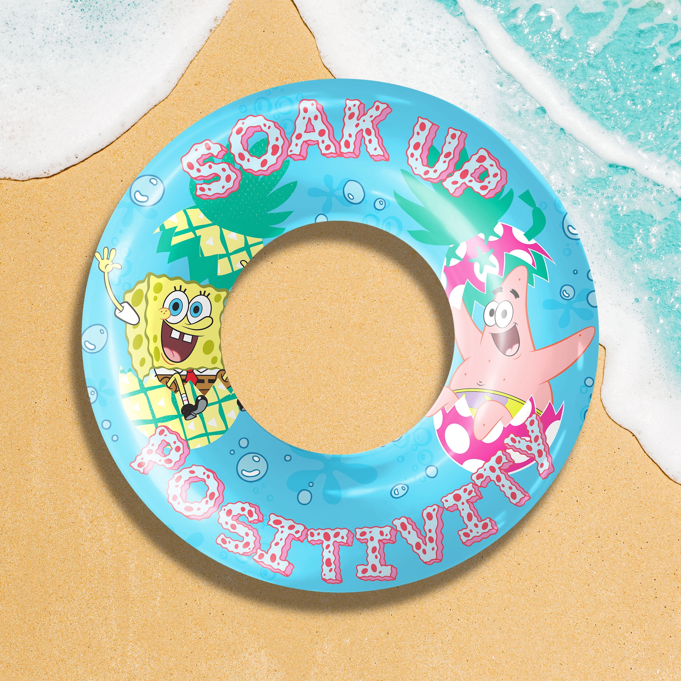 (2 pack) SpongeBob SquarePants 40" Inflatable Pool Ring Float for Summer Water Fun, Ages 8 to Adult