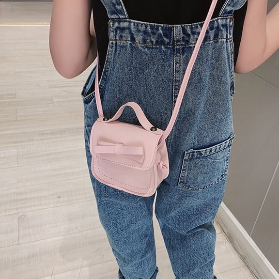 Lidaoshangmao  Little Girl's Leather Shoulder Bag for Girls One Shoulder Bag Solid Color Mini Bowknot Fashion Shoulder Kids for Women Shoulder Purses and Handbags for Men Women Outdoor Travel