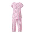 thumbnail image 4 of Aria Short Sleeve 100% Cotton Cropped Pajama Set with Pockets, Women’s Sizes XS-4X, 4 of 8