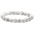 thumbnail image 1 of Natural White Howlite Gemstone 8mm Round Beads Stretch Bracelet 7" Unisex, 1 of 5