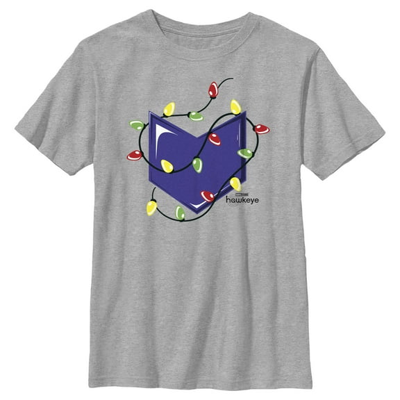 Boy's Marvel Hawkeye Arrow Icon Christmas Lights  Graphic Tee Athletic Heather Small