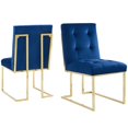 thumbnail image 1 of Side Dining Chair, Set of 2, Velvet, Metal Steel, Gold Blue Navy, Modern Contemporary Urban Design, Kitchen Room Cafe Bistro Restaurant Hospitality, 1 of 4