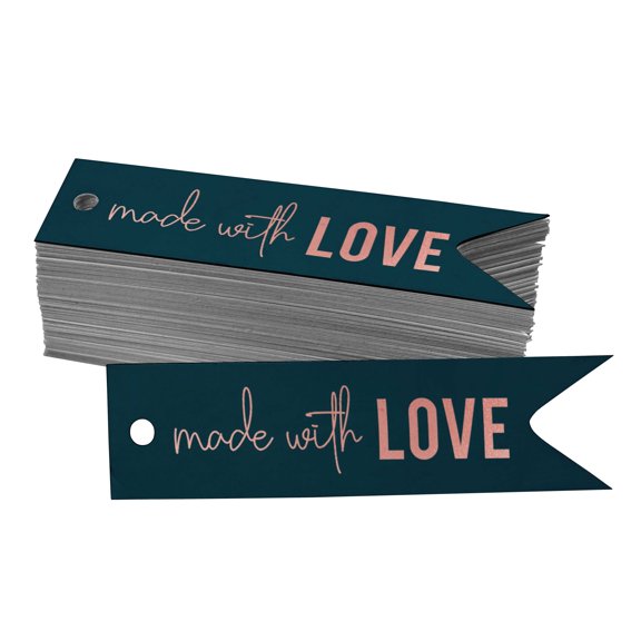 Inkdotpot Pack Of 50 Real Rose Gold Foil Paper Tags Made With Love Text Favor Hang Tags