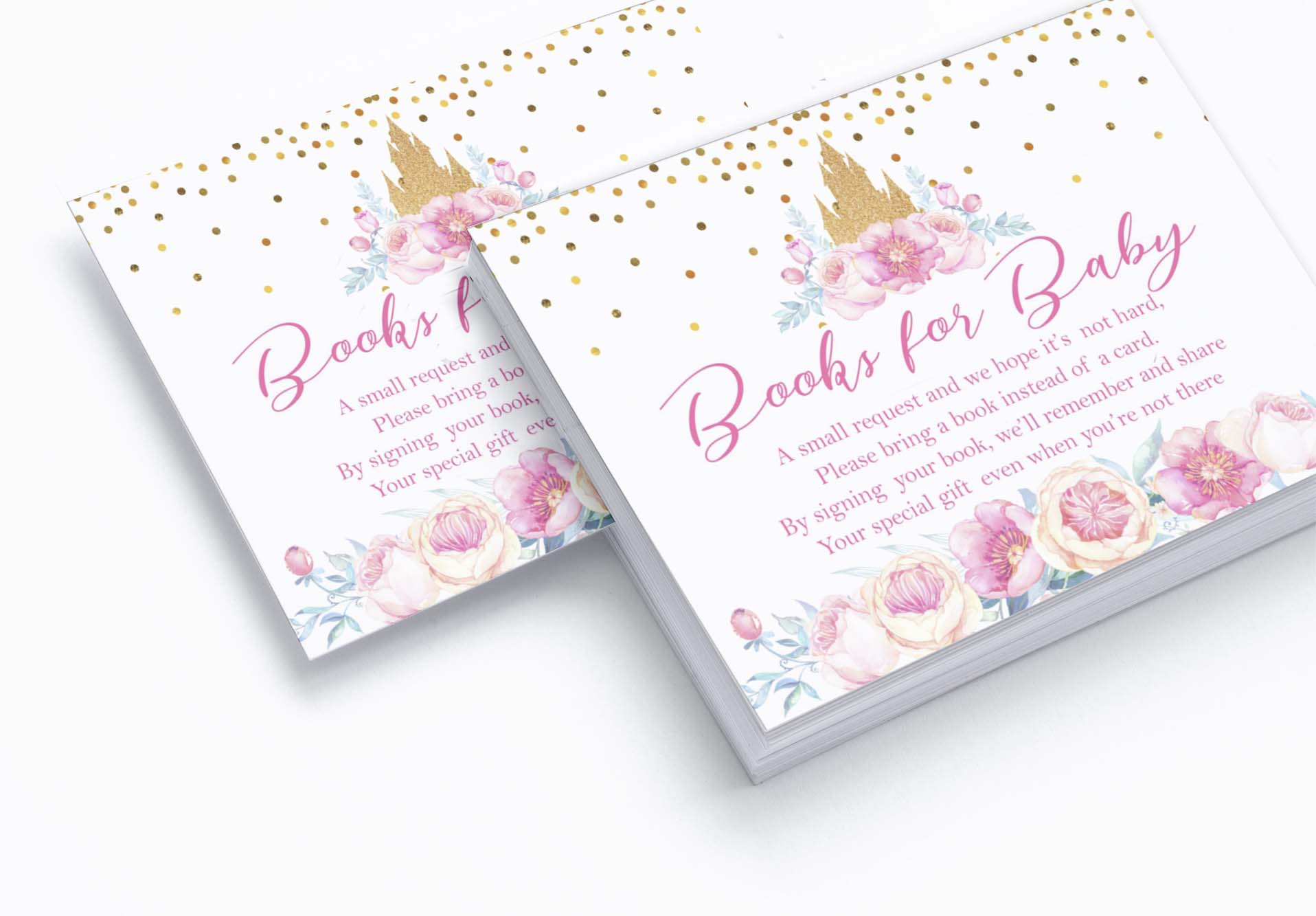 Inkdotpot 30Gender Reveal Princess Baby Shower Book Request Cards Bring A Book Instead Of A Card Baby Shower Invitations Inserts Games