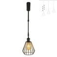 thumbnail image 1 of FSLiving Adjustable Height Track Pendnat Light J-Type Industrial Retractable Track Spotlight with Telescoping Rod Gimbaled Lamp-Post Juno Track Instant On Hollow Out Black Diamond Lamp, 1 Light, 1 of 7