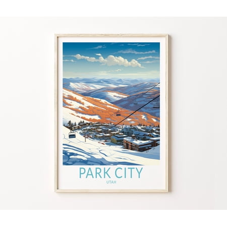 POSTER Park City Utah Travel Print, Park City Utah Winter Travel Poster Print, Winter Sports Wall Art, Utah Ski Travel Poster-UNFRAMED