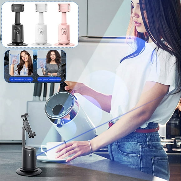 Soporte automático para móvil con seguimiento facial y giro de 360° para streaming en directo, vlogs y selfies manos libres