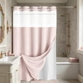 thumbnail image 6 of No Hooks Polyester Textured Shower Curtain with Snap-in Fabric Liner Set, Hotel Luxury Decor Shower Curtains for Bathroom with See Through Top Window, Waterproof & Washable, 71Wx75H,Pink, 6 of 6