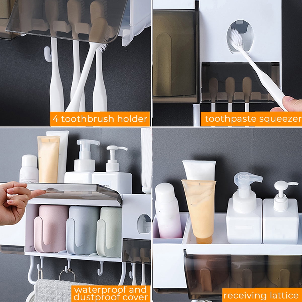 Toothbrush Holder Wall Mounted for Bathrooms,Toothbrush and Automatic  Toothpaste Dispenser Squeezer, with 2 Magnetic Cups, 4 Organizer Slots,  Drawer Storage Tray.. ($17.99) For AMAZ0N USA 🇺🇸 Testers DM me if  interested : r/ReviewClub