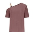 thumbnail image 4 of Shorts pour Femmes, Blouses pour Femmes, Mode Décontractée, Hauts à Col Court Unis, Blouses à Col Asymétrique, 4 of 5