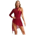 thumbnail image 2 of TiaoBug Women's Lyrical Ballet Contemporary Dance Ice Skating Asymmetrical Dress Burgundy L, 2 of 7