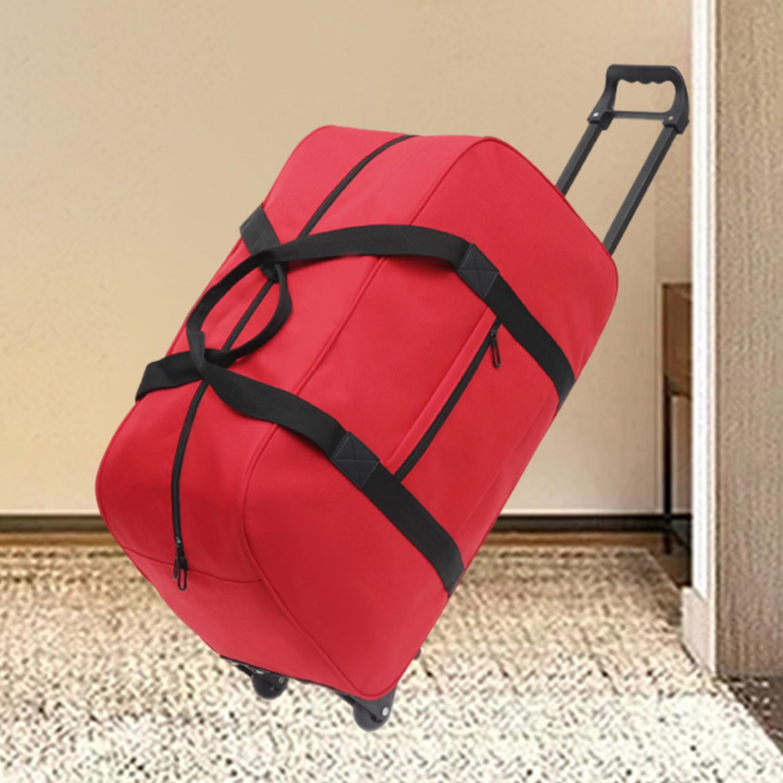 Wzmzjy Wheeled Duffel Bag Suitcase Telescoping Handle Handbag Men Women Multifunctional red
