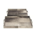 thumbnail image 6 of DecMode 24", 20"W Gray Wooden Handmade Cowhide Tray with Slot Handles, 2-Pieces, 6 of 7