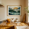 thumbnail image 3 of The Green Golden Mountains - Illustration Abstract Landscape Mountain Modern Art Nature Geometric Sunset Oak Framed Wall Art Print 24 x 36 inches, 3 of 6