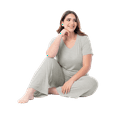 thumbnail image 6 of Fruit of the Loom Women's Soft & Breathable V-Neck Short Sleeve Top & Pajama Pant Set, Sizes S-4X, 6 of 12