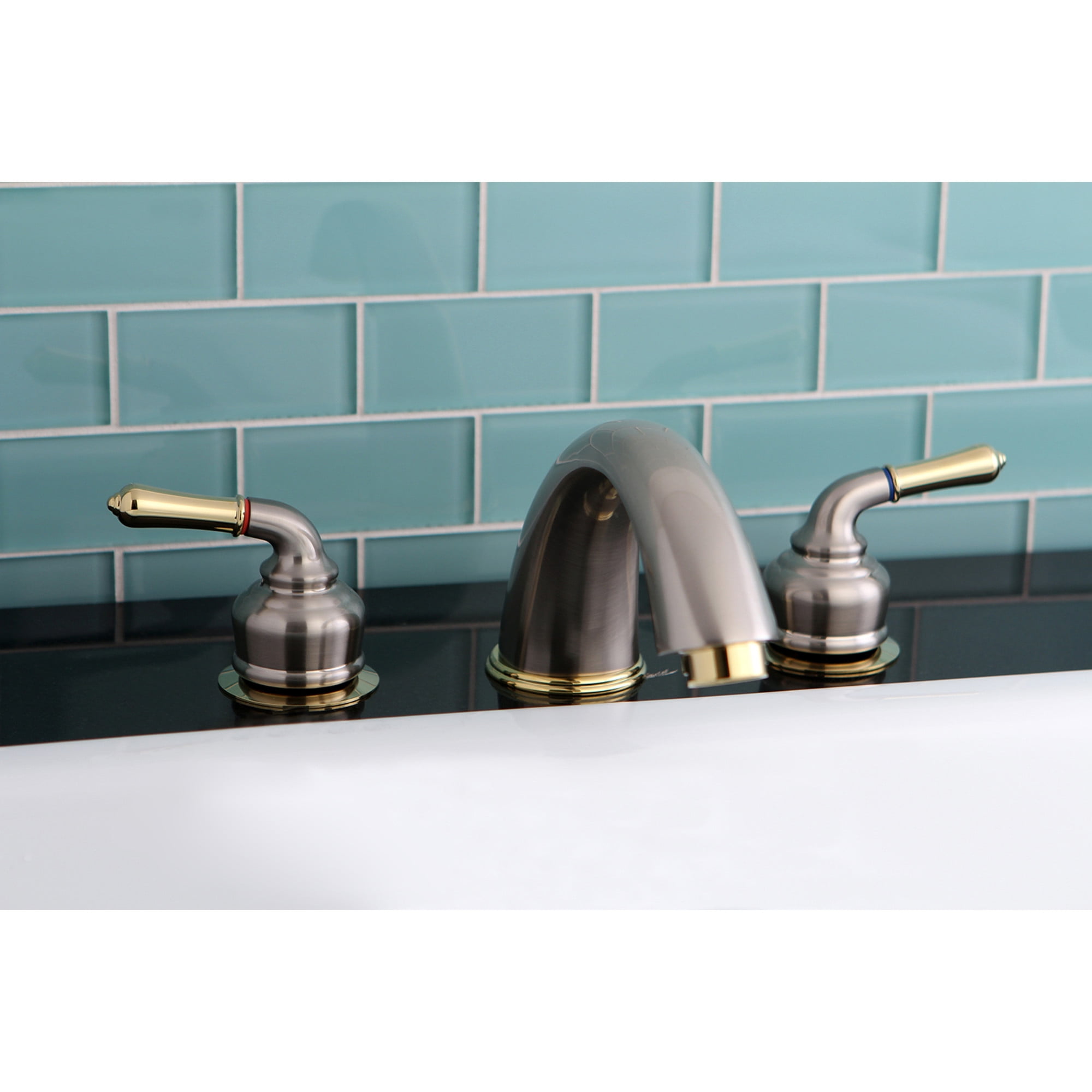 Kingston Brass KC369 Magellan Two-Handle Deck Mount Roman Tub Faucet, Brushed Nickel/Polished Brass