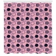 thumbnail image 3 of Abstract Shower Curtain, Modern Geometric Pattern with Hand-Drawn Circles and Dots, Fabric Bathroom Set with Hooks, 69W X 84L Inches Extra Long, Pale Pink Dark Violet Blue Mustard, by Ambesonne, 3 of 3