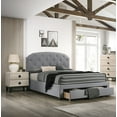 thumbnail image 5 of Light Grey Queen Bed Frame with Drawer - Burlap Fabric, Button Tufted Headboard, Modern Bedroom Furniture. No Box Spring Needed., 5 of 6