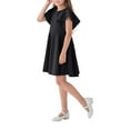 thumbnail image 3 of Loopsun Girls Summer Dresses, Girls' Solid Summer Short Sleeve Casual Dress Black 7-8 Years, 3 of 4