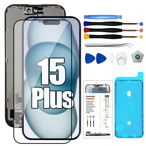 LRSE for iPhone 15 Plus Screen Replacement Kit,6.7 inch Incell LCD Display and Touch Digitizer Screen, True Tone Programmable, with Repair Tools for A2847, A3093, A3096, A3094