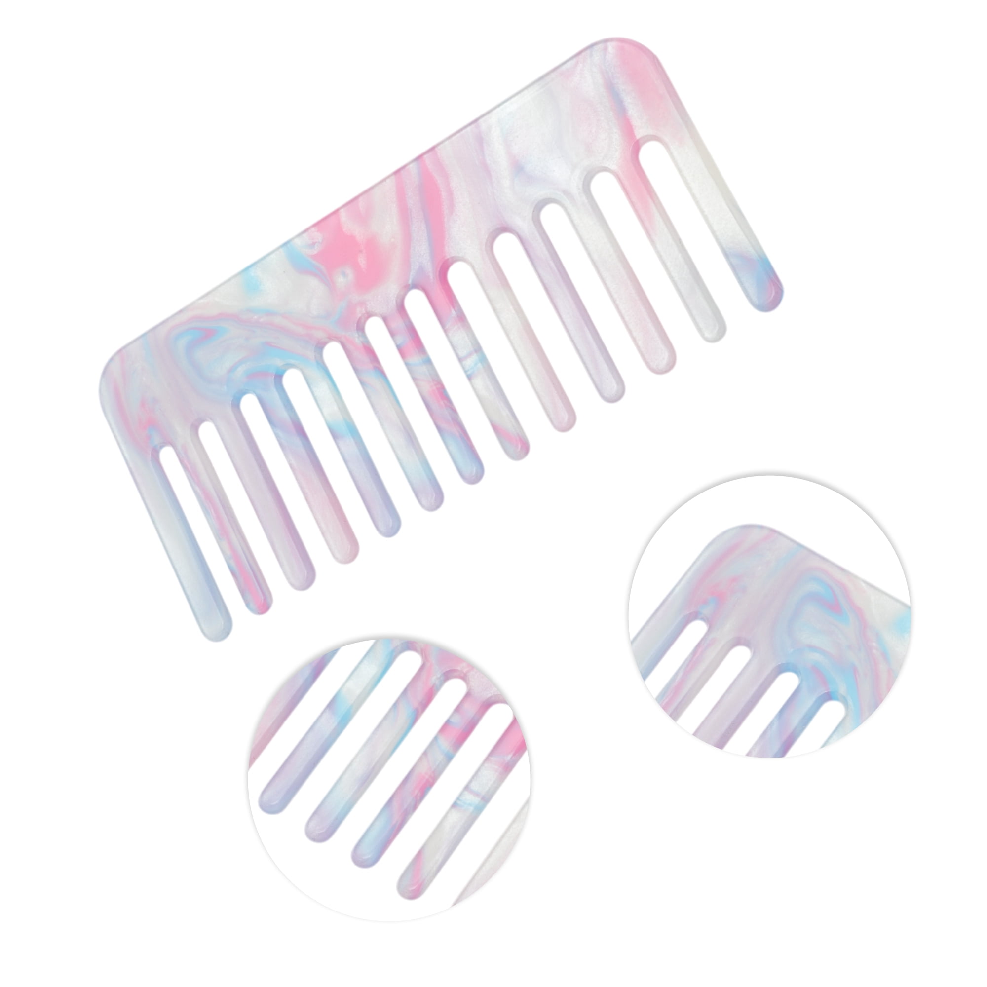 Unique Bargains 1 Pc Vintage Portable Wide Tooth Comb for All Hair Types Pink, Blue