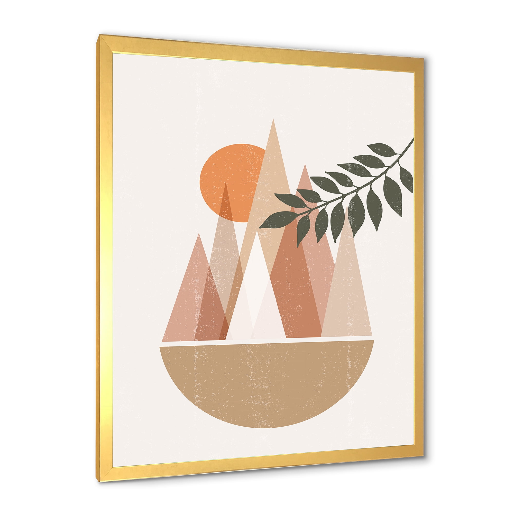 Designart 'Abstract Moon and Sun In Mountains II' Modern Framed Art Print