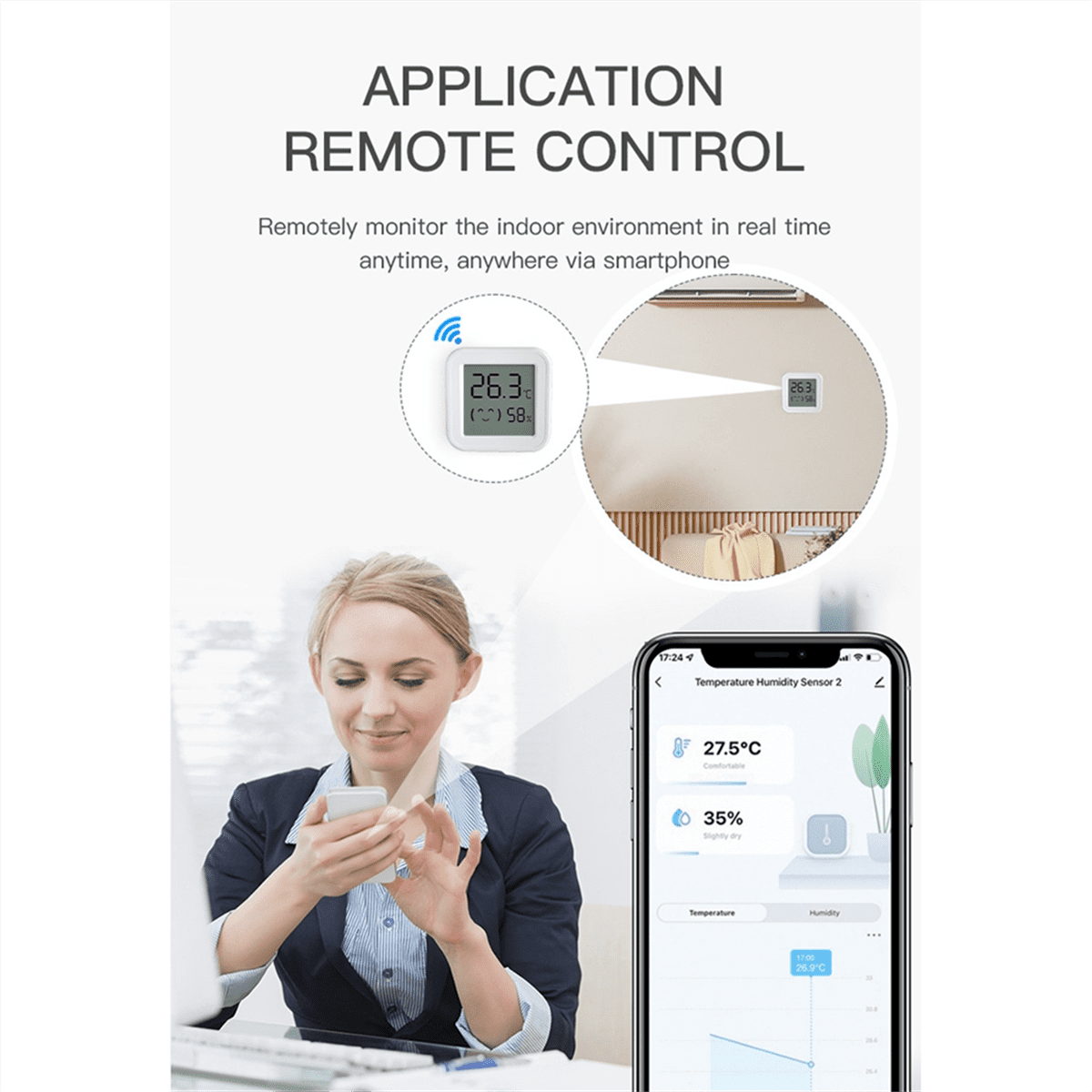 Tuya Zigbee Temperature Humidity Sensor with LCD Screen Smart 3PCS