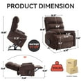 thumbnail image 2 of Brown Chenille Dual Motor Infinite Position Up to 350 LBS Power Lift Recliner Chair with Power-Remote, Heat Massage and Heavy Duty Motion Mechanism, 2 of 20