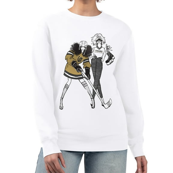 Women's G-III 4Her by Carl Banks  White Vegas Golden Knights Hockey Girls Team Graphic Fleece Pullover Sweatshirt