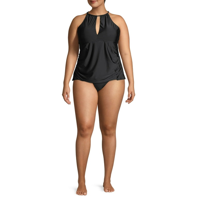 Time and Tru Women's Plus Size Keyhole Tankini Swimsuit Top 