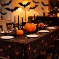 thumbnail image 3 of Halloween Tablecloth with Spiderweb Design - Waterproof Plastic - 107.87x53.94in - Black & White, 3 of 5
