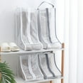 thumbnail image 4 of PVC Boot Storage Bag Portable Transparent Waterproof Moistureproof Protective Lifting Handle Shoe Organizer Accessories White Short, 4 of 8