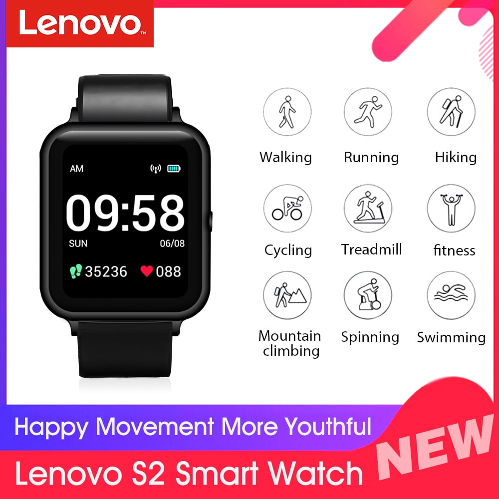 Global Version Lenovo S2 Smart Watch 1.4inch 240x240p Fitness Tracker Band Calorie Pedometer Sleep Monitor Heart Rate Call Notification Walmart