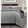 3pc Pinch Pleat Comforter set LIGHT GREY Color Bed Set | Master Collection BY Cozy Beddings